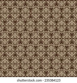 Seamless brown floral vector wallpaper pattern. 
