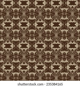 Seamless brown floral vector wallpaper pattern. 