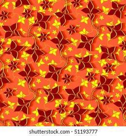 Seamless brown flower vector wallpaper