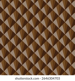 Seamless brown geometric pattern. Abstract 3D pyramid or triangular texture. Ideal for backgrounds and textures