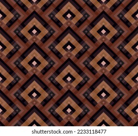 Seamless brown geometric shaped carpet pattern vector. textile fabric design