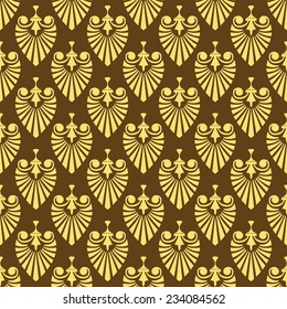 Seamless brown and gold royal art deco pattern vector