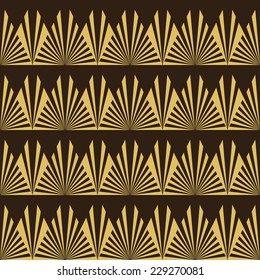 Seamless brown and gold triangular art deco pattern vector