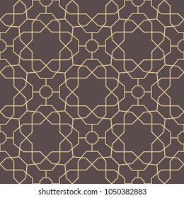 Seamless brown and golden background for your designs. Modern vector ornament. Geometric abstract pattern
