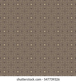 Seamless brown and golden background for your designs. Modern vector ornament. Geometric abstract pattern