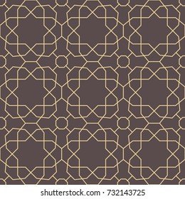 Seamless brown and golden background for your designs. Modern vector ornament. Geometric abstract pattern