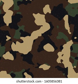 Seamless brown and green distressed grunge military fashion camo pattern vector