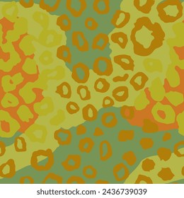 Seamless Brown Nature Graphic Leopard Watercolor Pattern. Military Endless Classic Modern Animal, Seamless Ornament Background. Seamless White Cat Decor Vector.