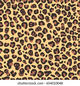Seamless brown and orange animal leopard print with skulls pattern vector