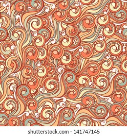 Seamless brown and orange pattern with swirls. vector illustration 