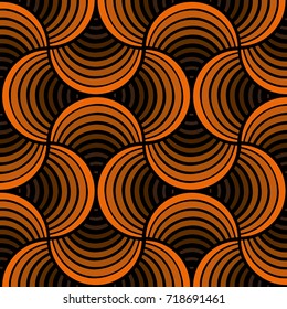 Seamless Brown Orange Shell Abstract Black Background Pattern