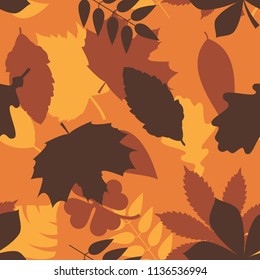 Seamless brown and orange tree leaves textile military fashion camouflage pattern vector