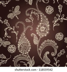 Seamless brown paisley