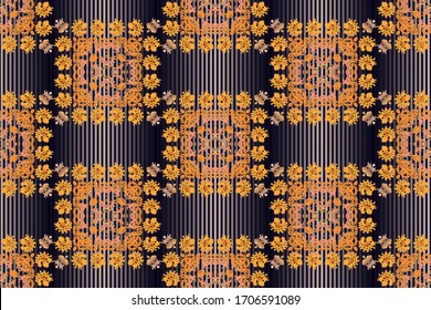 Seamless brown patterns on brown striped background