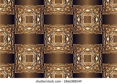 Seamless brown patterns on brown striped background
