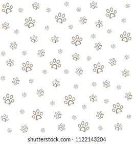 Seamless brown paws pattern, background vector illustration