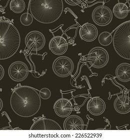 seamless brown retro bicycle background. Vector illustation