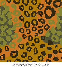 Seamless Brown Spring Isolated Zoo Style Wallpaper. Desert Repeated Classic Simple Leopard, Seamless Illustration Vector. Endless Dark Cat Artwork Texture.