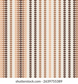Seamless brown theme Hearts vertical stripe texture background pattern for textiles, dress, wallpapers, backgrounds.