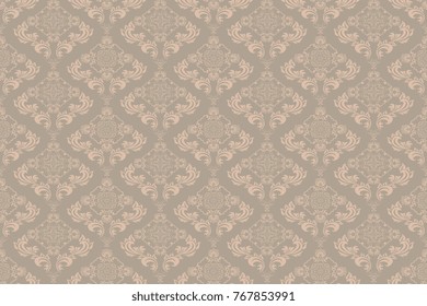 Seamless brown wallpaper pattern. Floral ornament on background. Contemporary pattern. Wallpaper pattern