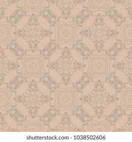 Seamless brown wallpaper pattern in vintage style. Seamless floral ornament on background. Seamless pattern for your design. Wallpaper pattern