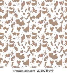 Seamless Brown and White Cow Print Pattern Animal Skin Vector Background