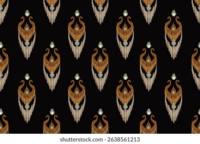Seamless brown white  Ikat pattern with soft textile texture. Traditional ethnic design with modern elegance, perfect for fabric, textile printing, fashion design, home decor, and digital backgrounds.