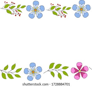 Seamless brush with doodle flowersfor celebrate holiday. Vector hand draw  Illustration EPS10
