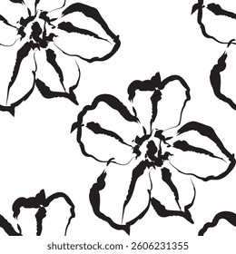 Seamless brush flower, like fabric print. Suit for package design, wallpaper, fashion print, Housing wallpaper, arty-crafty.
