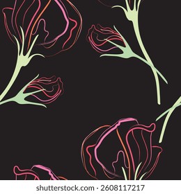 Seamless brush flower, like fabric print. Suit for package design, wallpaper, fashion print, Housing wallpaper, arty-crafty. 
