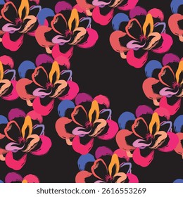 Seamless brush flower, like fabric print. Suit for package design, wallpaper, fashion print, Housing wallpaper, arty-crafty. 
