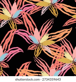 Seamless brush flower, like fabric print. Suit for package design, wallpaper, fashion print, Housing wallpaper, arty-crafty. 