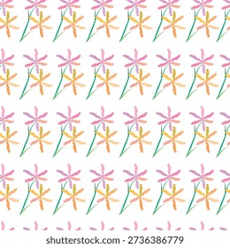 Seamless brush flower, like fabric print. Suit for package design, wallpaper, fashion print, Housing wallpaper, arty-crafty. 