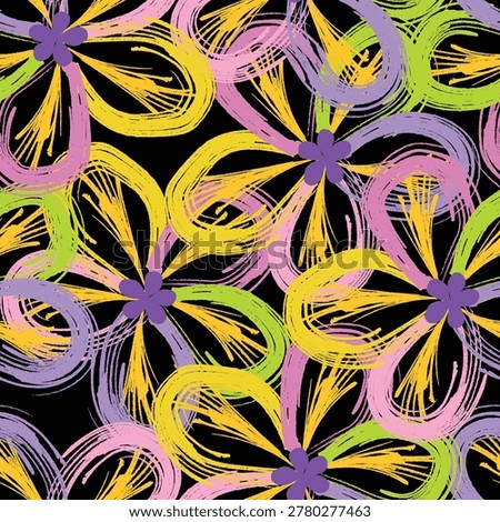 Seamless brush flower, like fabric print. Suit for package design, wallpaper, fashion print, Housing wallpaper, arty-crafty. 