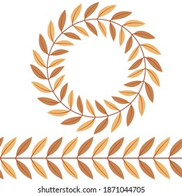 Seamless brush and frame, border with abstract autumn leaves for greeting cards, invitations, posters, banners.