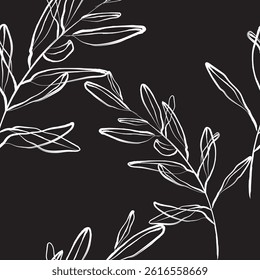 Seamless brush leaves, like fabric print. Suit for package design, wallpaper, fashion print, Housing wallpaper, arty-crafty. 
