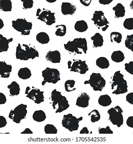 Seamless brush pattern. Black and white. Vector monochrome illustration.