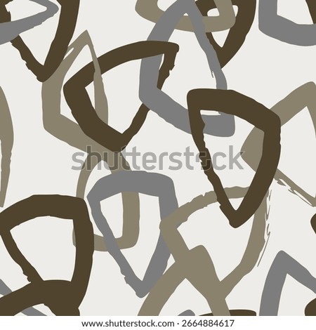 Seamless brush pattern with hand drawn art abstract brush drawing background elements in brown and gray colors