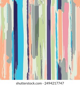 Seamless brush pattern with pink, blue, green and navy colored hand drawn art tie dye background elements