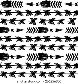 Seamless brush pen hand drawn doodle pattern. Vector background grunge texture