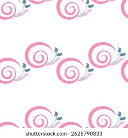 Seamless brush snail, like fabric print. Suit for package design, wallpaper, fashion print, Housing wallpaper, arty-crafty. 