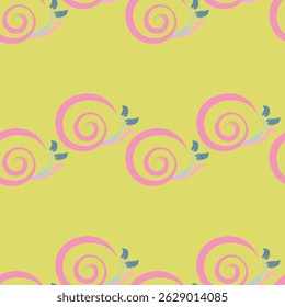 Seamless brush snail, like fabric print. Suit for package design, wallpaper, fashion print, Housing wallpaper, arty-crafty. 