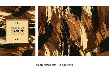 Seamless brush stroke pattern. Camouflage background