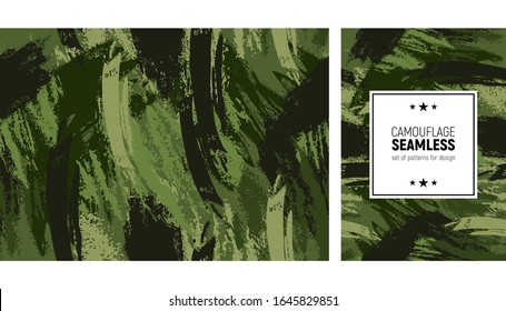 Seamless brush stroke pattern. Camouflage background