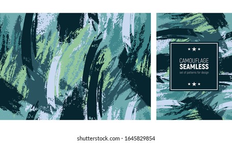 Seamless brush stroke pattern. Camouflage background