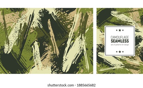 Seamless brush stroke pattern. Camouflage background