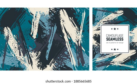 Seamless brush stroke pattern. Camouflage background