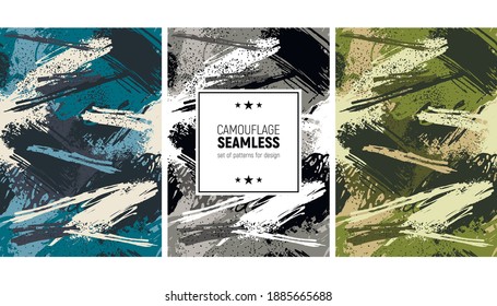 Seamless brush stroke pattern. Camouflage background