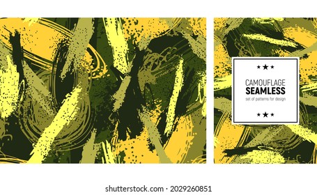 Seamless brush stroke pattern. Camouflage background