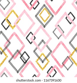 Seamless brush strokes pattern. Geometric background.